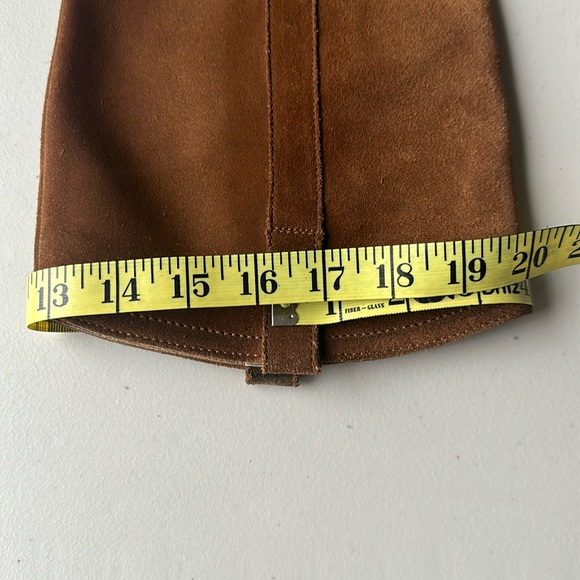 Frye Brown Suede Women’s Knee High Riding Boots Sz 8.5 Leather Brass Details - Picture 13 of 16